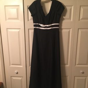 Black bridesmaids dress with white bow acccents